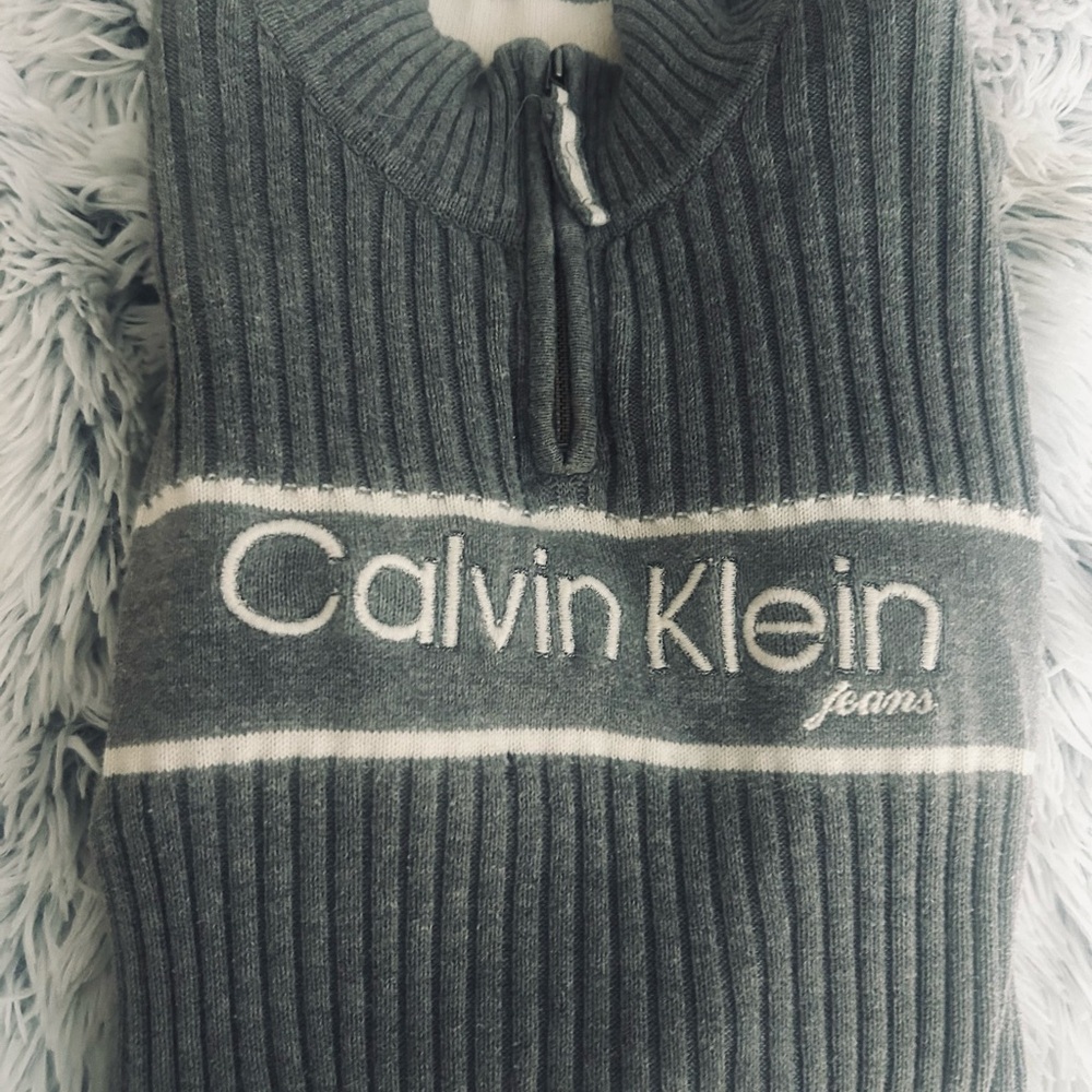 Calvin Klein Charcoal Ribbed Knit Top